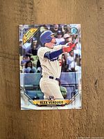 Front of 2018 Bowman Chrome Alex Verdugo ROY Favorites rookie card