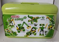 Front of green carry case showing Erector Easy 1 10-model label