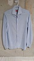 Front view of Isaia pinstripe shirt