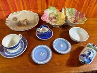 Group shot of all china pieces in lot