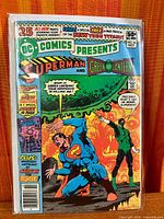 Front cover of bagged and boarded comic showing issue number, price, and main artwork