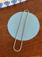 Full view of sterling silver rope chain laid flat