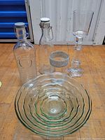 All five glass items grouped together