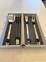 Open case showing all four stainless tools secured inside