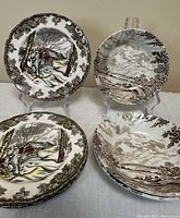 Group of six ironstone pieces showing both patterns