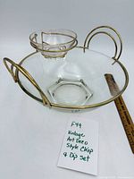 Full view of glass chip and dip set with ruler for scale