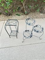 Both plant stands side by side on patio