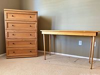 Desk and dresser side by side showing overall size, color and style match