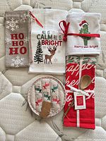 All seven items laid out showing designs and colors