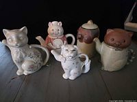All five ceramic animal teapots front view