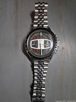 Front view of Yema Rallye watch showing dial, bezel and bracelet