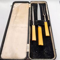 Three-piece carving set in fitted case