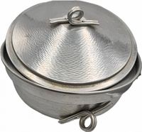 Ice bucket with lid closed showing hammered finish and ring handle