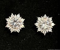 pair of moissanite cluster stud earrings close-up