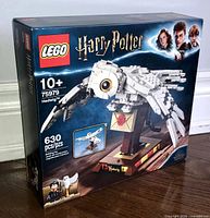 Front of sealed LEGO Harry Potter Hedwig set 75979 box showing artwork, age rating, piece count and condition