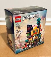 Front of sealed LEGO Ninjago Micro City Gardens 40705 box showing artwork, 376 pcs, age 10+
