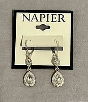 Front view of earrings on Napier card