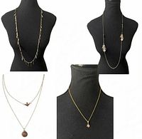 Group image showing all four necklaces displayed on mannequin for overview