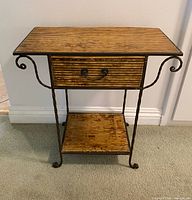 Full view of bamboo side table front