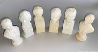 Front view of all six composer busts