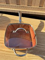Top view of Copper Chef square pan showing copper interior, handles