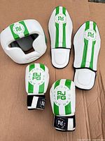 Full set: headgear, gloves, kick pads
