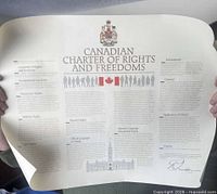 Front side with English text, coat of arms, red maple leaf graphic