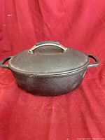 Closed roaster showing overall form and side handles