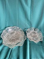 Large and small Pioneer pattern bowls together