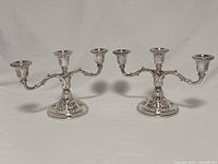 Both Birks Regency silverplated candelabras front view