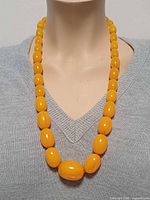Necklace on mannequin showing bead arrangement and colour