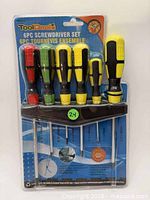 Front view of sealed ToolDeal 6pc screwdriver set in blister pack