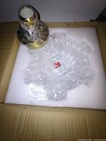 Light fixture components in box, brass mount and wrapped glass shade