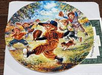 Front of collector plate with baseball scene