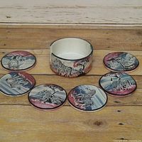 Full coaster set with holder front view