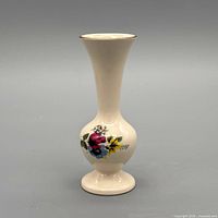 Full frontal view of Sadler porcelain floral bud vase