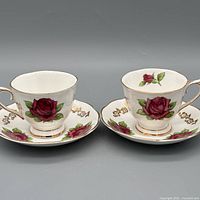 Front view of both teacup and saucer sets