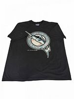 Full view of front of T-shirt showing graphic and color