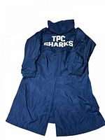 Back of parka showing large TPC SHARKS lettering