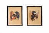 Both framed lithograph prints side by side