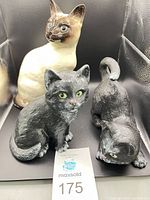 Group shot of Beswick Siamese cat and two black cat figurines