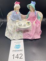 Front view showing both ladies, tea table, colors and form