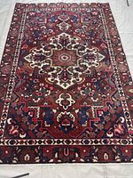 Full view of Bakhtiyar rug showing entire pattern and dimensions