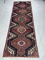 Full view of Saveh runner rug showing complete design