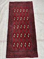 Full view of Torkaman rug showing complete design and proportions