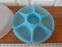 Tray with center bowl showing six compartments