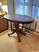 Full view of oval table in room