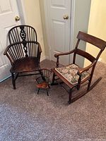 overview of three chairs: side chair, rocking chair, child chair