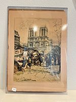 Full view of framed reproduction etching