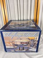 Retail box showing stainless steel chafing dish image